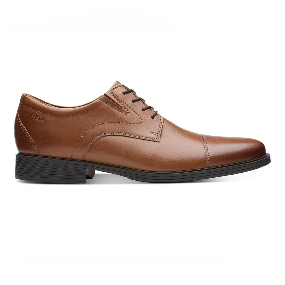 Clarks Whiddon Cap Toe Oxfords Leather Shoes in Dark Tan- Size 8.5